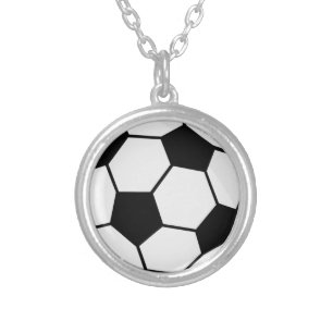 Classic Soccer Ball Graphic Traditional Sports Fan Silver Plated Necklace