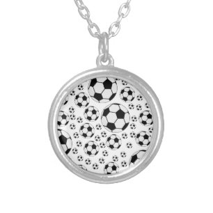 Classic Soccer Ball Graphic Traditional Sports Fan Silver Plated Necklace
