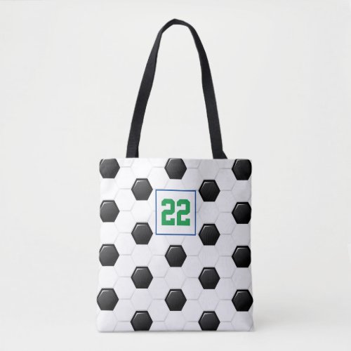 Classic Soccer Ball White Black Sports Team Number Tote Bag