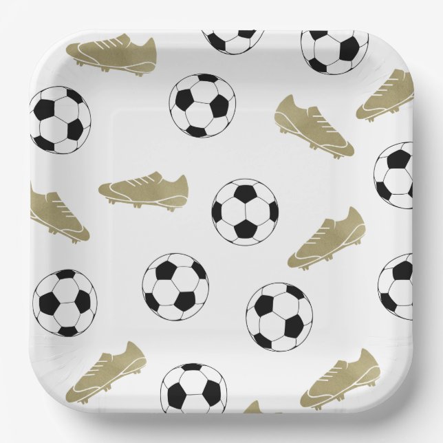 Classic Soccer Cleats Ball Football Fans Paper Plates (Front)