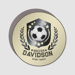 Classic Soccer Shield   Custom Text and Background Car Magnet