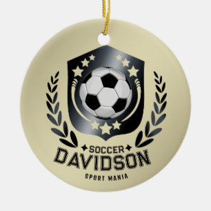 Classic Soccer Shield Custom Text and Background Ceramic Ornament