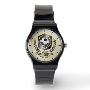 Classic Soccer Shield Custom Text and Background Watch