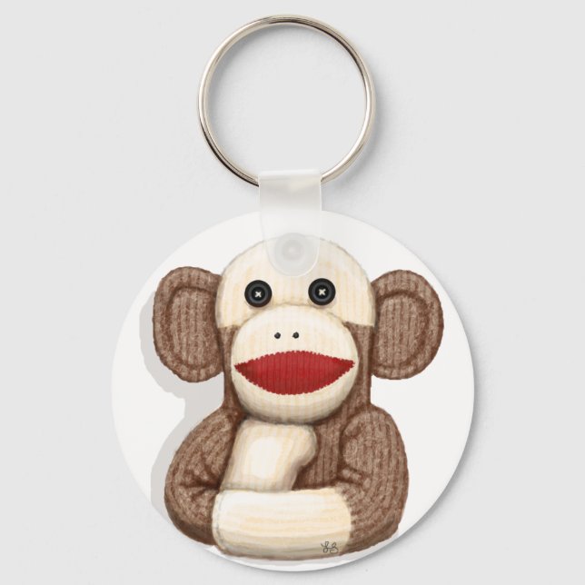 Classic Sock Monkey Keychain (Front)