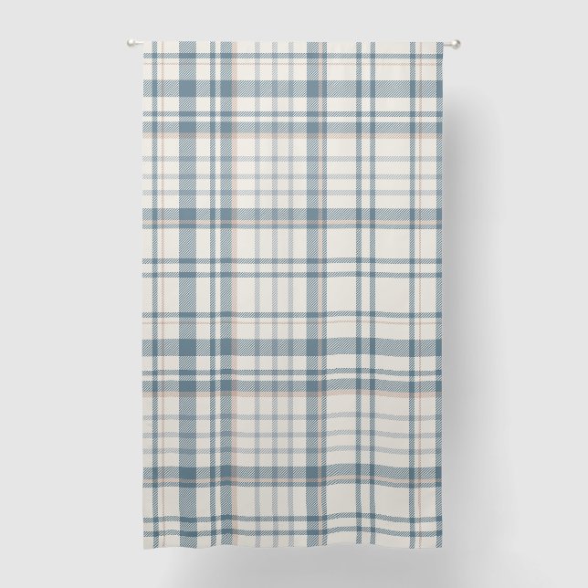 Classic Soft Blue & Beige Plaid Blackout Curtains (Front)