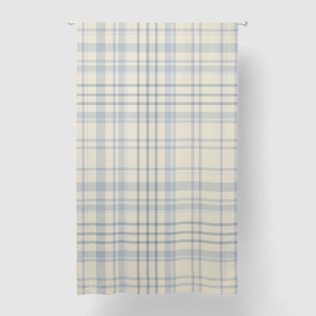 Classic Soft Blue & Beige Plaid Blackout Curtains (Front)