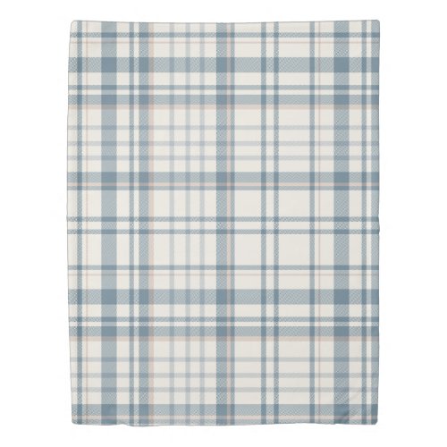 Classic Soft Blue & Beige Plaid Duvet Cover