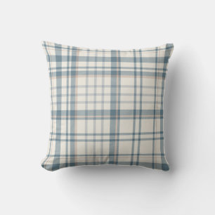 Classic Soft Blue & Beige Plaid Throw Pillow