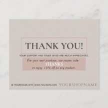 Classic Soft Blush Beige Thank You for your Order
