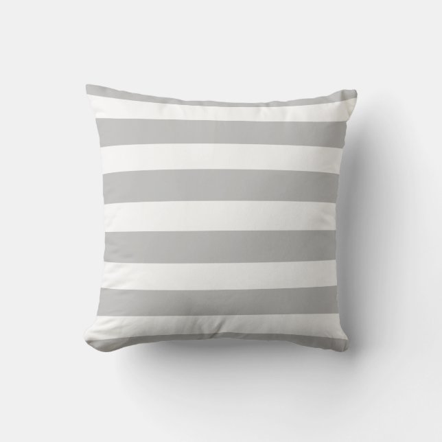 Classic soft gray white strips throw pillow (Front)