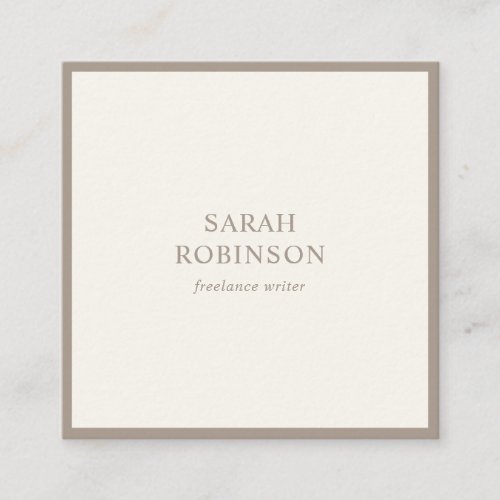 Classic soft ivory elegant minimalist writer plain square business card
