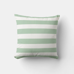 Classic soft sage green white strips outdoor pillow