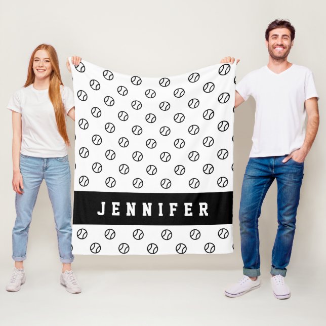 Classic Softball Baseball Tennis Balls Kids Name Fleece Blanket (In Situ)