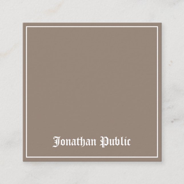 Classic Sophisticated Design Trendy Plain Luxury Square Business Card (Front)