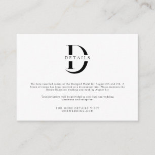 Classic Sophisticated Monogram Wedding Details Enclosure Card