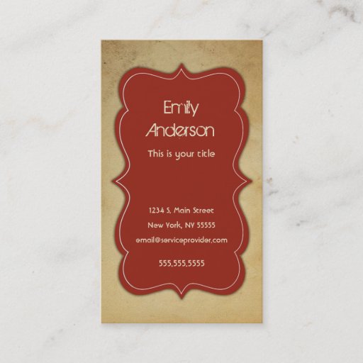 Customizable Classic Sophisticated Vintage Red Business Card