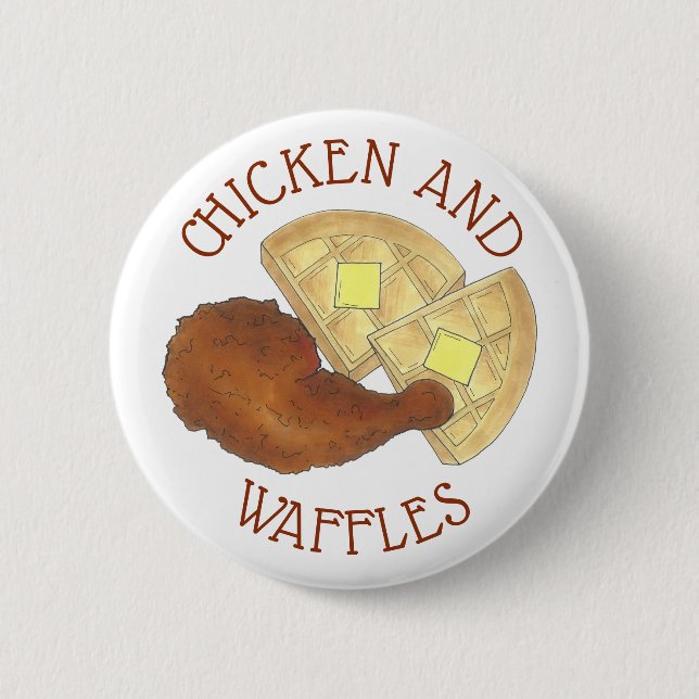 Classic Soul Food Fried Chicken and Waffles Diner Button (Front)