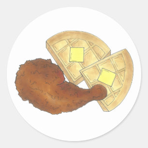 Classic Soul Food Fried Chicken and Waffles Diner Classic Round Sticker