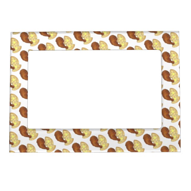 Classic Soul Food Fried Chicken and Waffles Diner Magnetic Frame (Front)