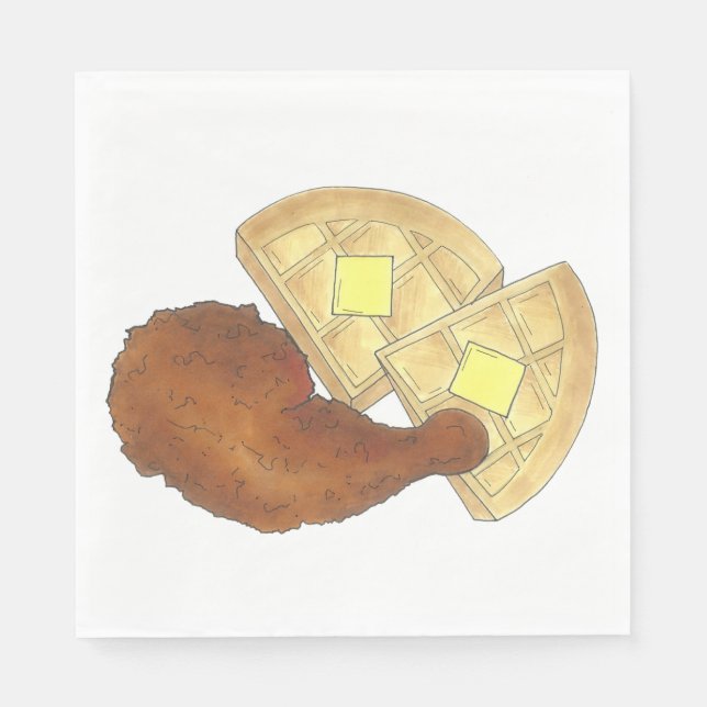 Classic Soul Food Fried Chicken and Waffles Diner Napkins (Front)