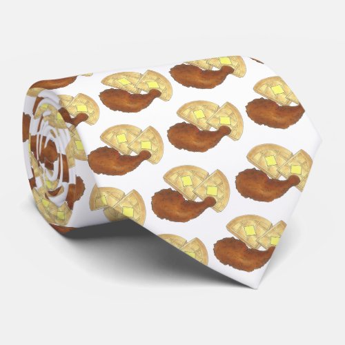 Classic Soul Food Fried Chicken and Waffles Diner Neck Tie