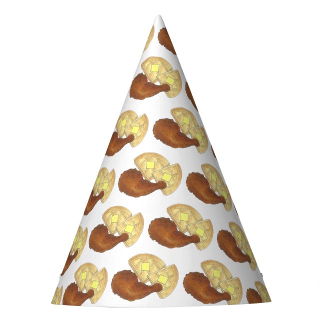 Classic Soul Food Fried Chicken and Waffles Diner Party Hat (Front)