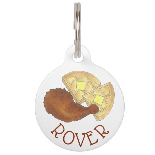 Classic Soul Food Fried Chicken and Waffles Diner Pet ID Tag