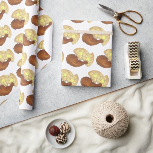 Classic Soul Food Fried Chicken and Waffles Diner Wrapping Paper