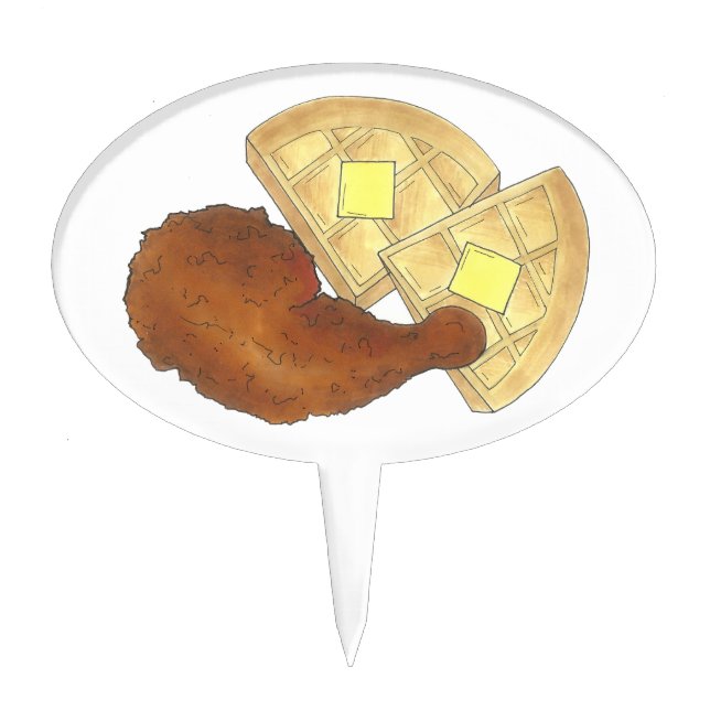 Classic Soul Food Fried Chicken and Waffles Dinner Cake Topper (Front)