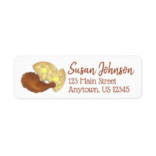 Classic Soul Food Fried Chicken Waffles Address Label