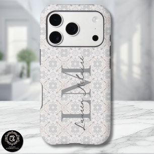 Classic Spanish Tile Monogram Branding Style iPhone 17 Pro Case