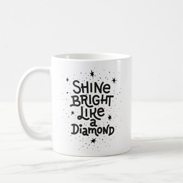 Classic Sparkle Bold Playful Star Monochrome  Coffee Mug (Left)