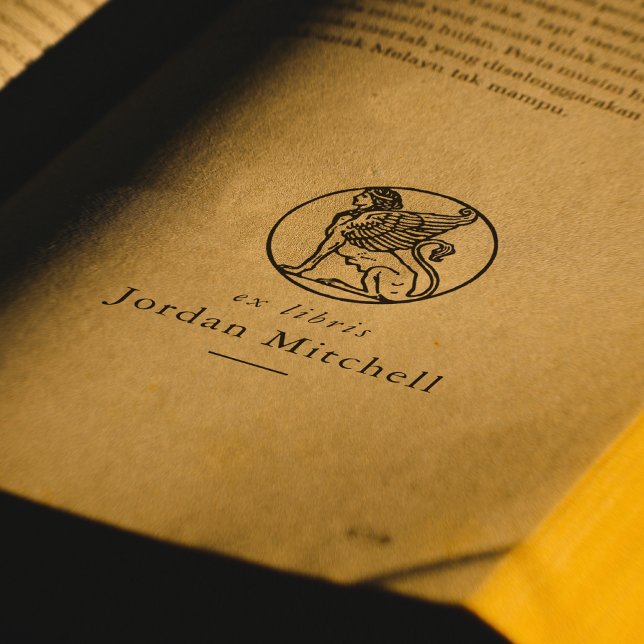 Classic Sphinx Bookplate Name Ex Libris Book Rubber Stamp (Stamp Mock-up)