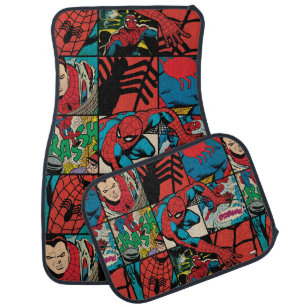 Classic Spider-Man Comic Book Pattern Car Floor Mat
