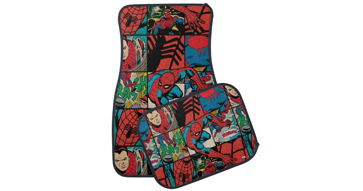 Classic Spider-Man Comic Book Pattern Car Floor Mat | Zazzle