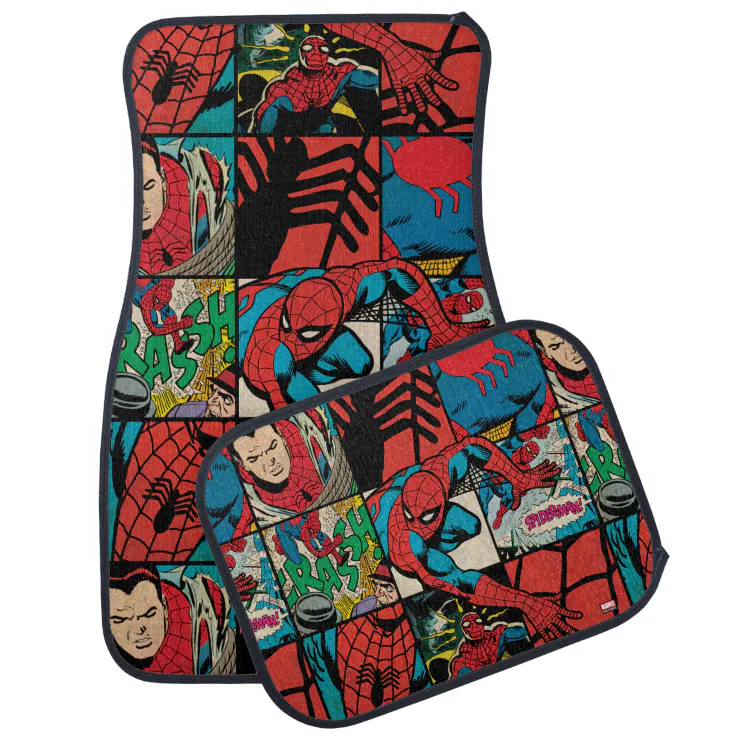 Classic Spider-Man Comic Book Pattern Car Floor Mat | Zazzle