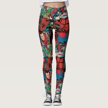 Classic Spider-man Comic Book Pattern Leggings by marvelclassics at Zazzle
