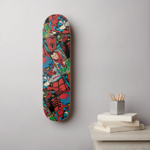 Classic Spider-Man Comic Book Pattern Skateboard