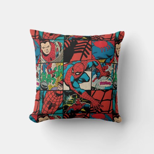 Classic Spider_Man Comic Book Pattern Throw Pillow