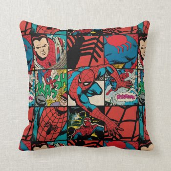 Classic Spider-man Comic Book Pattern Throw Pillow by marvelclassics at Zazzle