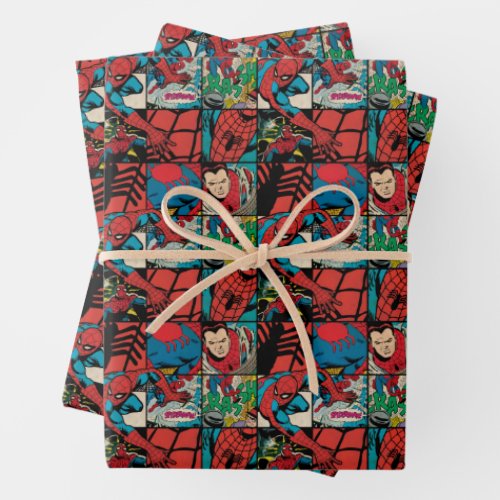 Classic Spider_Man Comic Book Pattern Wrapping Paper Sheets