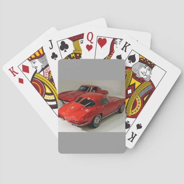 Classic Split Window Red Corvette Poker Cards (Back)