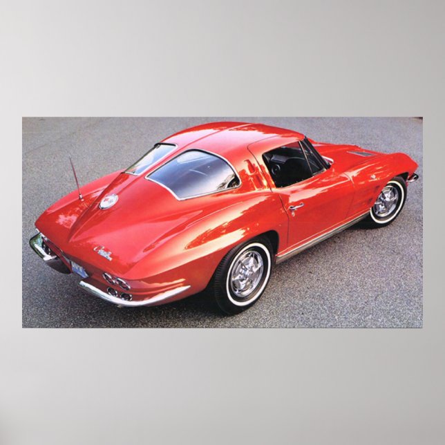 Classic Split Window Red Corvette Poster (Front)