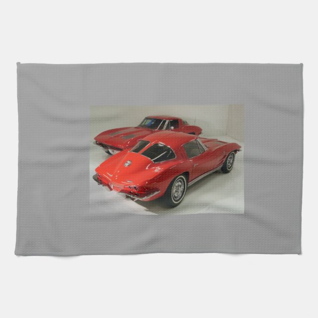 Classic Split Window Red Corvette Towel (Horizontal)