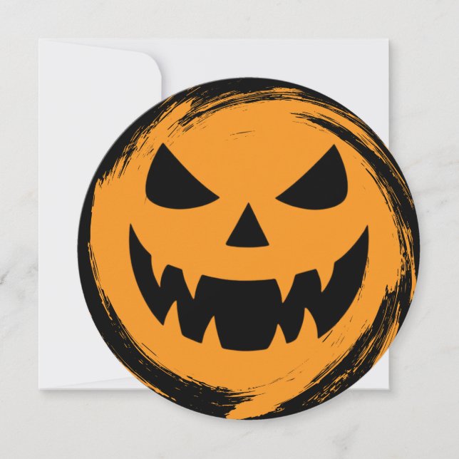 Classic, spooky pumpkin face invitation (Front)