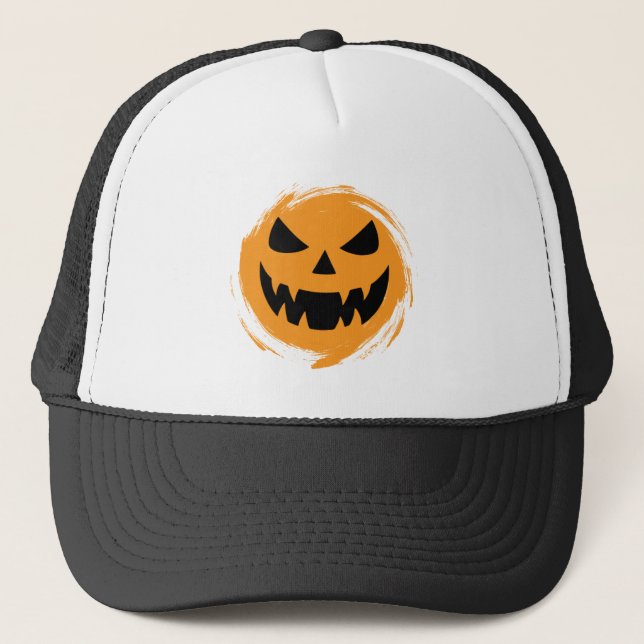 Classic, spooky pumpkin face T-Shirt Trucker Hat (Front)