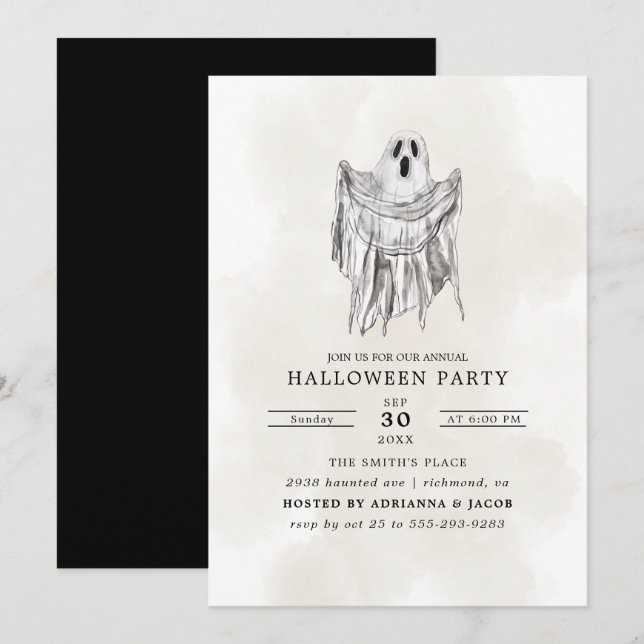 Classic Spooky Woods Sheet Ghost Halloween Invitation (Front/Back)