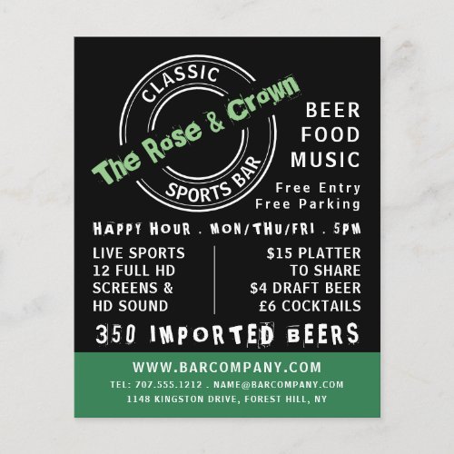 Classic Sports Bar Logo PubBrewery Advertising Flyer