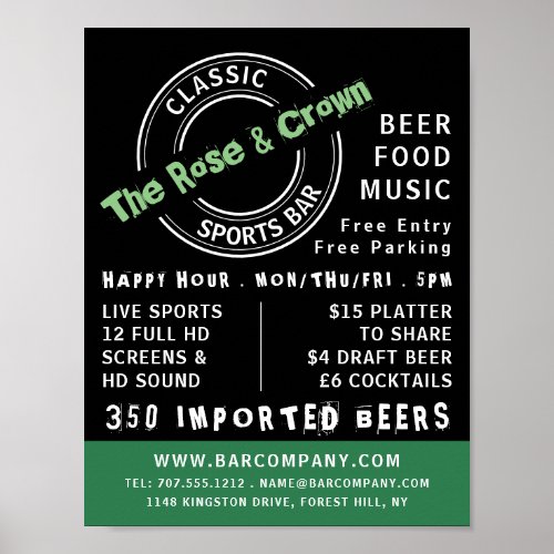 Classic Sports Bar Logo PubBrewery Advertising Poster