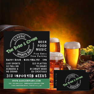 Classic Sports Bar Logo, Pub/Brewery Business Card